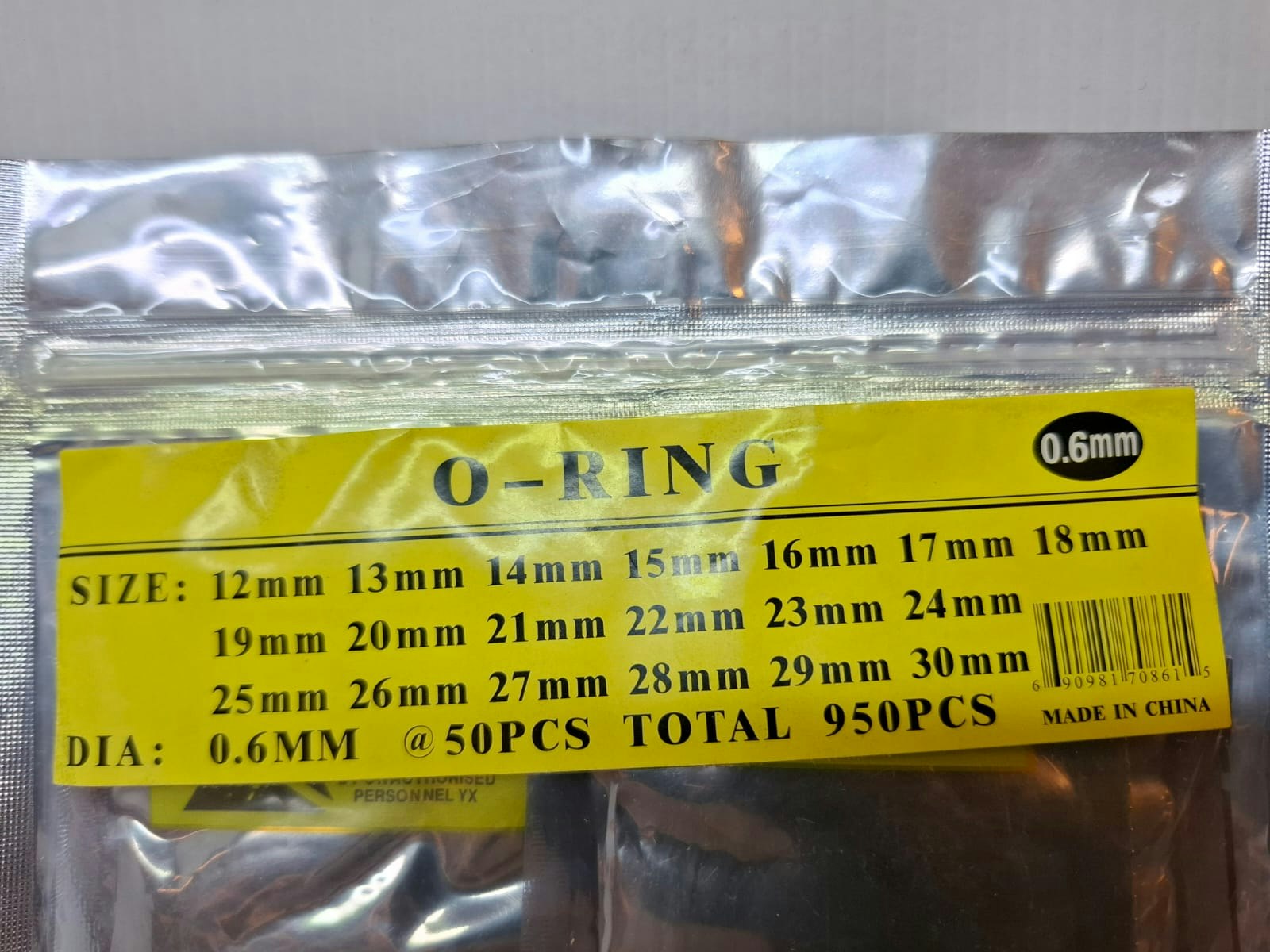 950 st: O-ringar 12-30mm / 0.6 mm (packning / tätning)