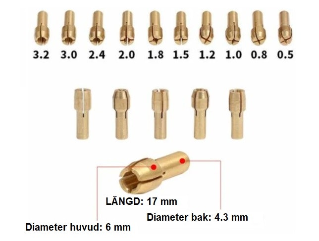 Sats: 10 stycken borr bits / chuck (Dremel, m.m)