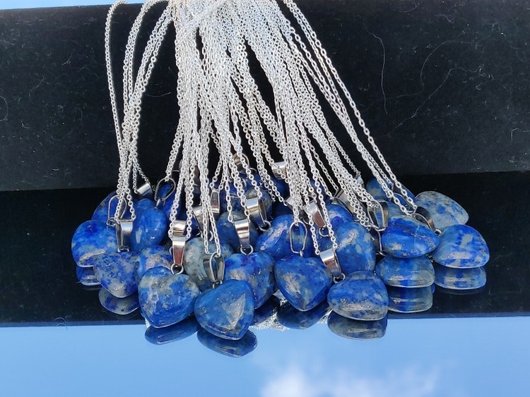 1 st Lapis Lazuli Hjärta med 925 Sterling Silver kedja