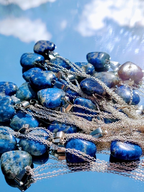 1 st Lapis Lazuli Hjärta med 925 Sterling Silver kedja