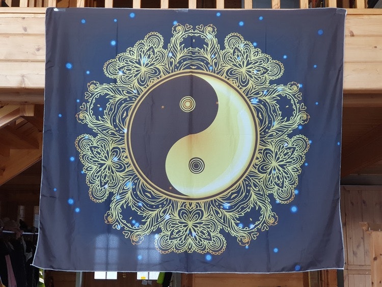 Yin och yang gyllene sol tarot bordsduk väggdekoration