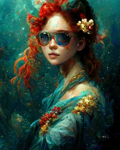 Solbrille fe Ocean, red hair, sunglasses ©Marine and the fae