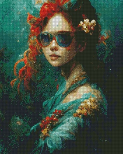 Solbrille fe Ocean, red hair, sunglasses ©Marine and the fae