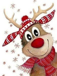 Rudolf med lue og skjerf