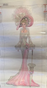 Hvit og rosa dame delvis perlet