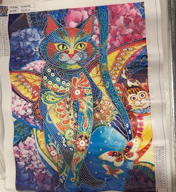 Japansk kattemotiv delvis perlet