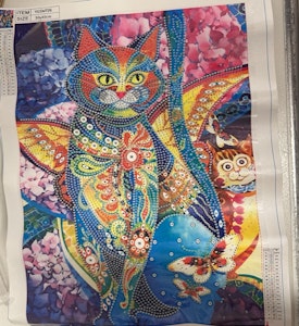 Japansk kattemotiv delvis perlet