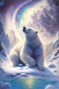 Isbjørn i nordlys Aurora borealis  ©Morgana.fantasy.ai