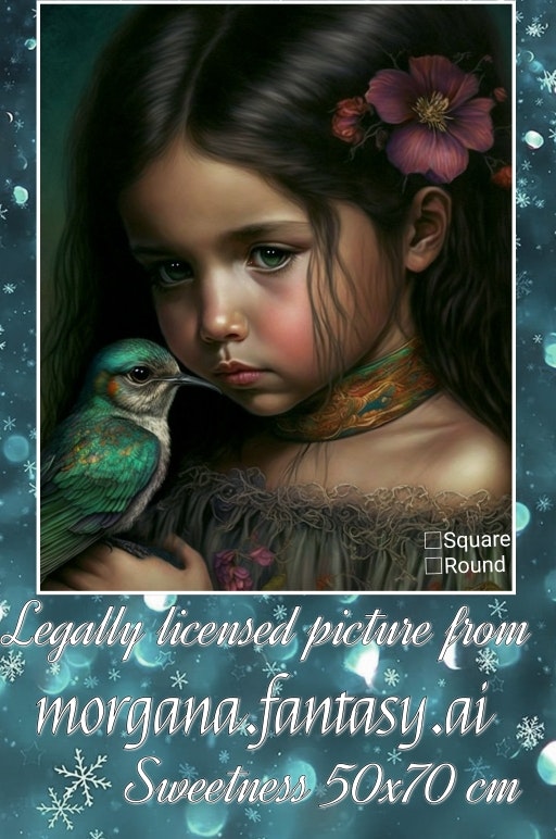 Jente og fugl Sweetness girl with bird  ©Morgana.fantasy.ai