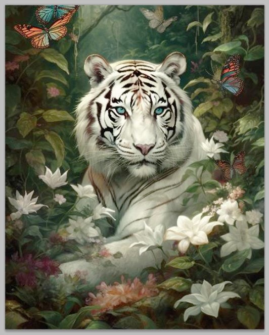Hvit tiger i jungelen - Perlebilder