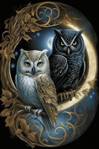 To ugler med noen AB farger  ©Morgana.fantasy.ai
