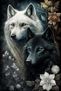 To ulver med noen AB farger  ©Morgana.fantasy.ai