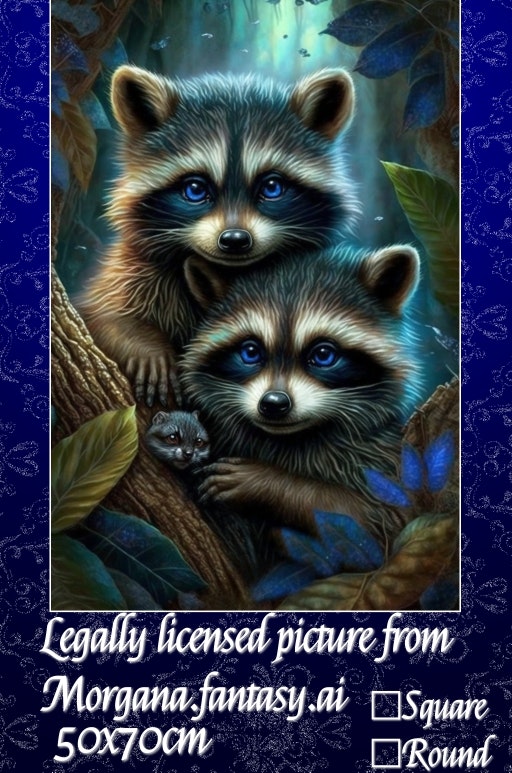 Vaskebjørn familie  ©Morgana.fantasy.ai
