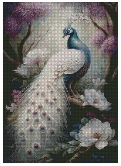 Påfugl med hvite halefjær  ©Morgana.fantasy.ai