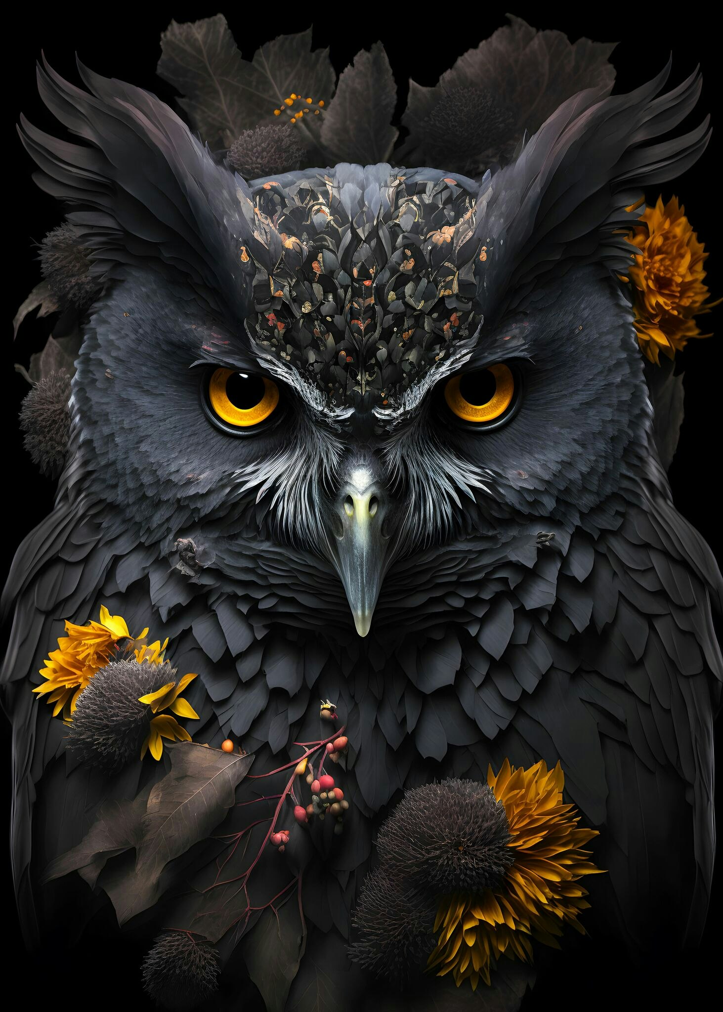Ugle med gule blomster ©MK5 studio
