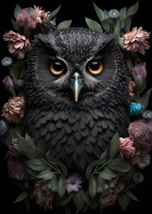 Ugle med rosa blomster ©MK5 studio
