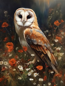 Ugle i blomstereng © Vivid Splash
