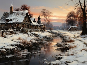 Vinterlandskap med elv © Vivid Splash