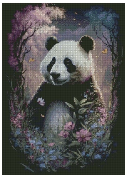 Panda i blomstereng