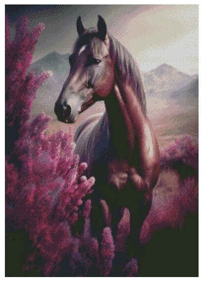 Hest i blomstereng