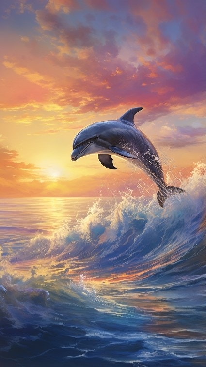 Delfin i solnedgang  ©Morgana.fantasy.ai