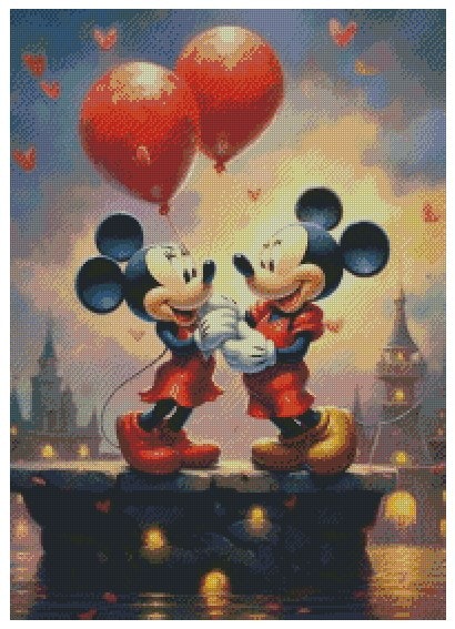Micke og Mini med hver sin ballong ©Morgana.fantasy.ai