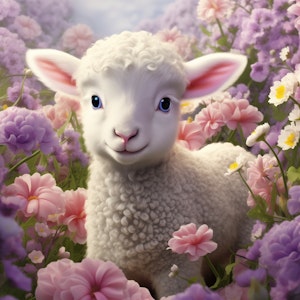 Lam i blomstereng ©Digital jpg4U