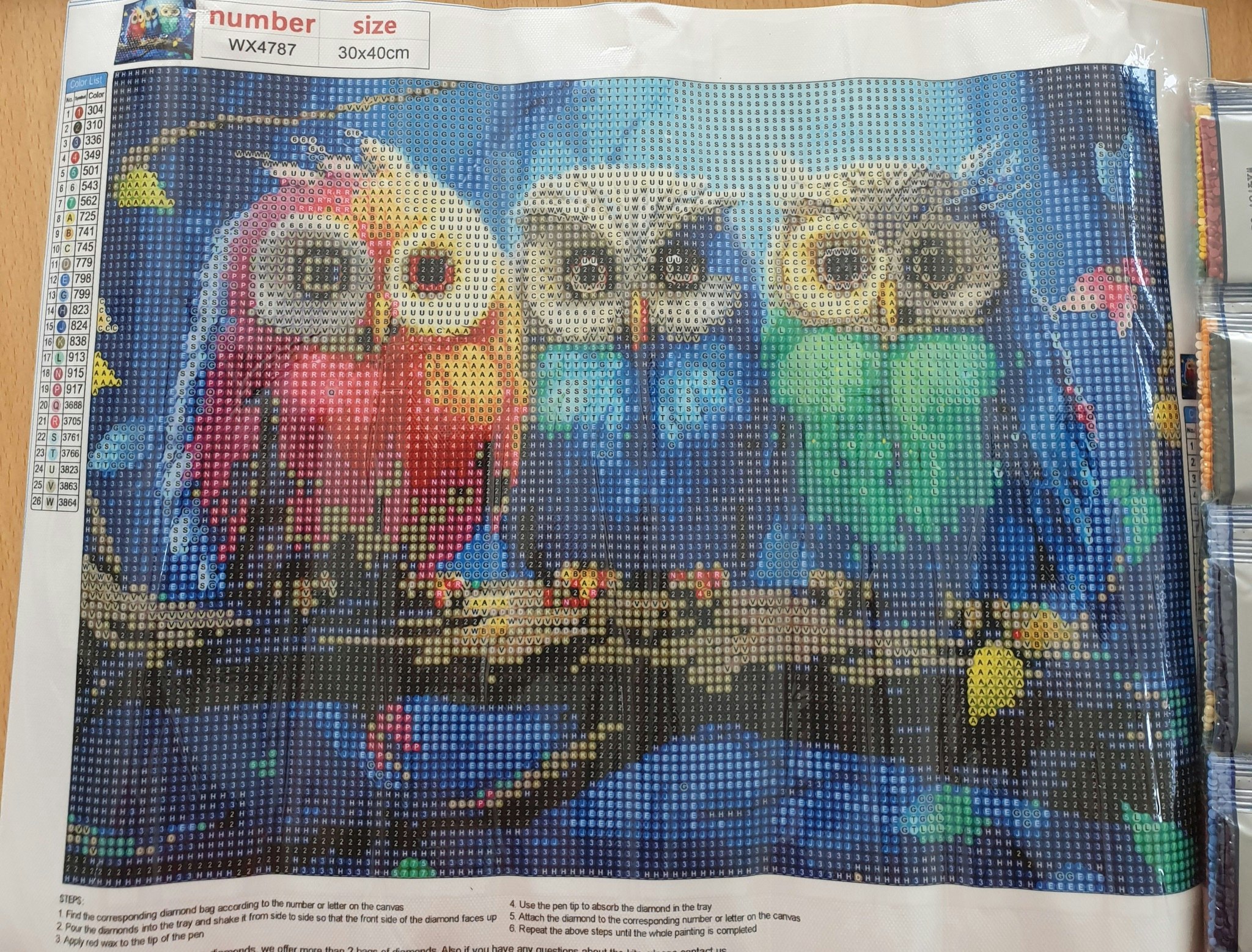 Små uglebilder 25x35 runde perler