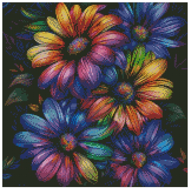 Blomster i regnbuens farger med krystallperler © Digitalpng4u