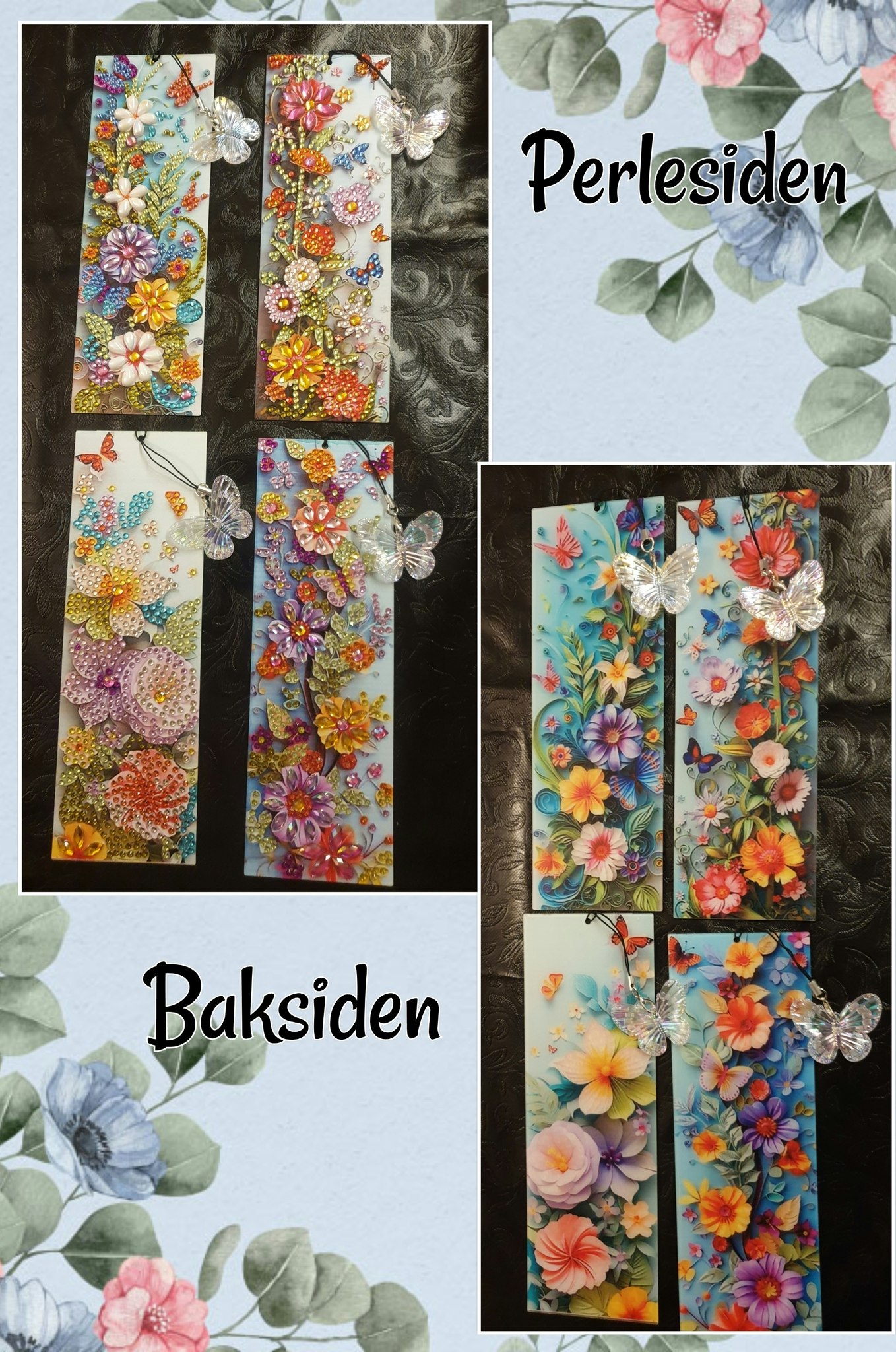 Fire blomster bokmerker i pakken