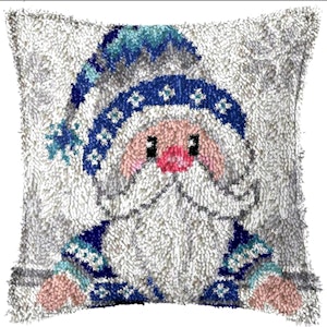 Knytepute nisse i blått, med bakstykke