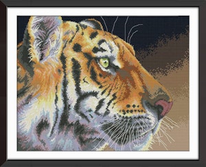 Korssting Tiger bilde 55x45 cm