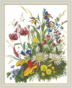 Korssting Villblomster 46x55 cm