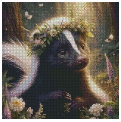 Stinkdyr med blomsterkrans