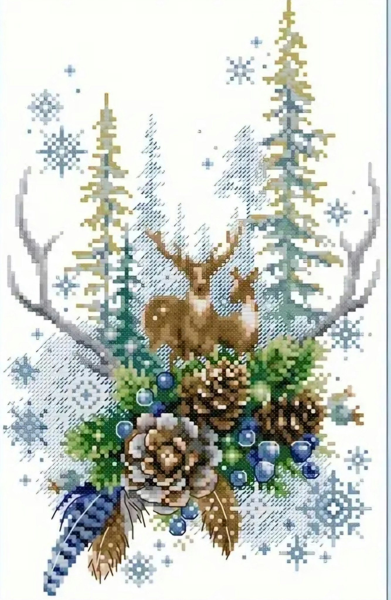 Broderi kit Korssting Hjort i skogen 22x34