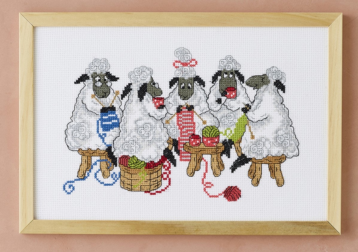 Broderi kit bilde Sauer som strikker