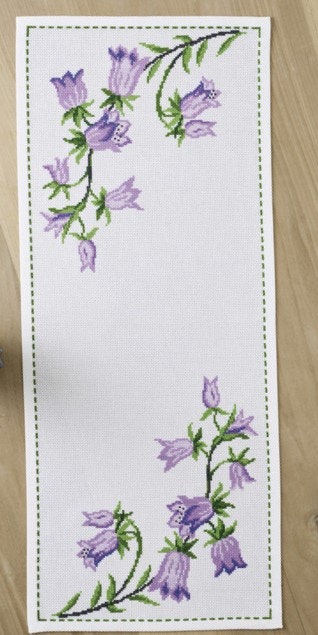 Broderi kit løper med blåklokker 27x64 cm