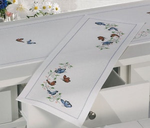 Broderi kit løper med sommerfugler 23x67 cm