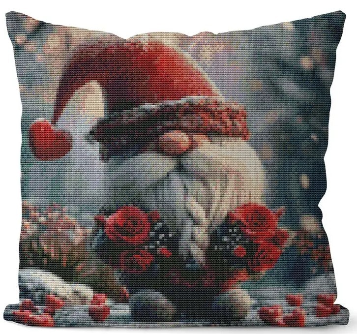 Brderi kit Pute i korssting nisse, med bakstykke