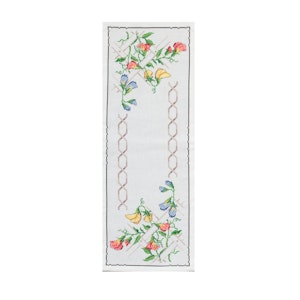 Broderi kit løper med erteblomster 24x65 cm