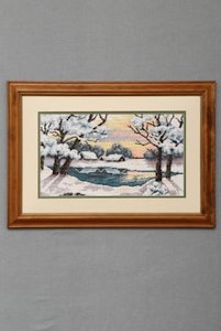 Broderi kit bilde med vinterlandskap 25x42 cm