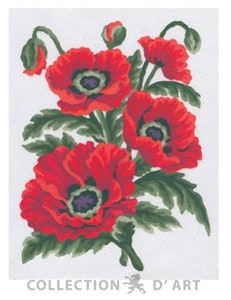 Broderi kit 1/2 korssting valmuer bilde 14x18 cm