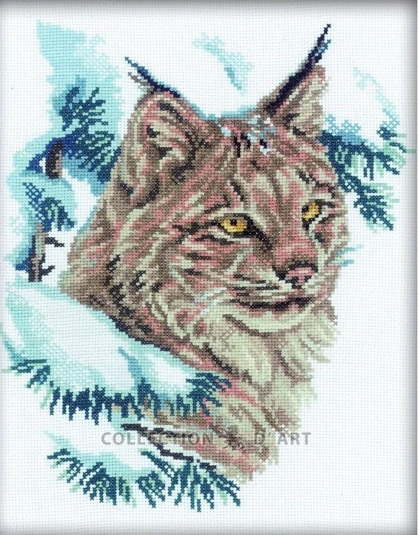 Broderi kit korssting bilde, Gaupe 23x29 cm