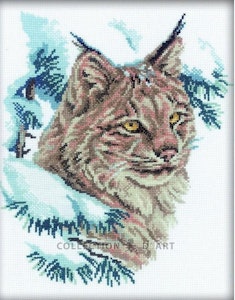 Broderi kit korssting bilde, Gaupe 23x29 cm