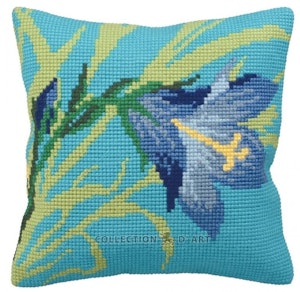Broderi kit korssting bilde eller pute front, blåklokke 40x40 cm