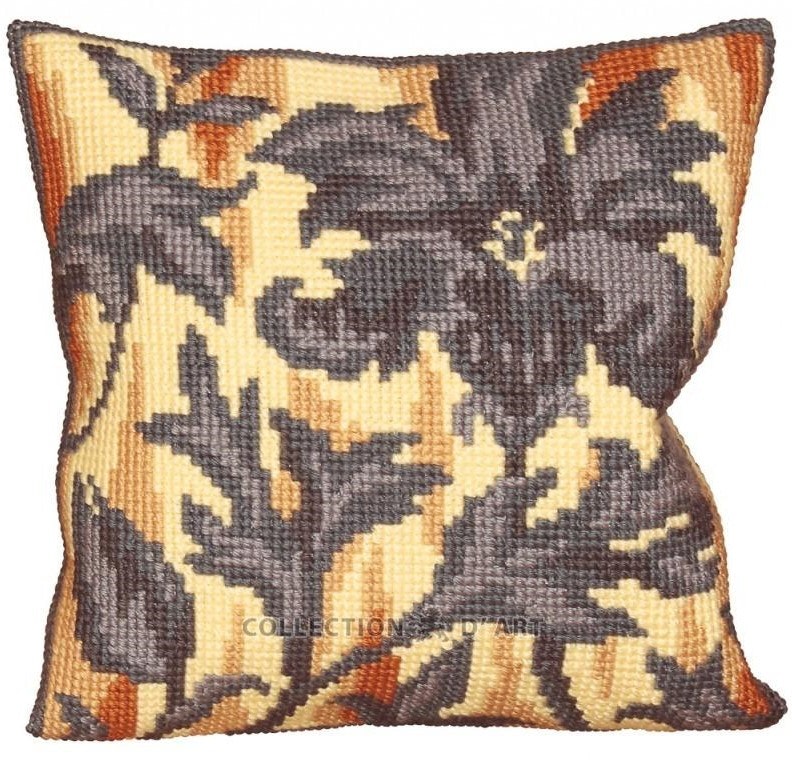 Broderi kit korssting bilde eller pute front, grå siluetter 40x40 cm