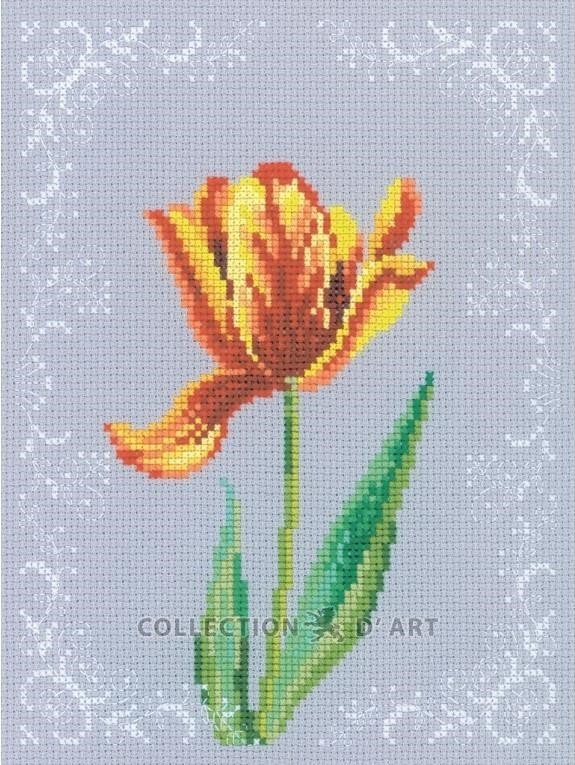 Broderi kit korssting tulipan 15x20 cm
