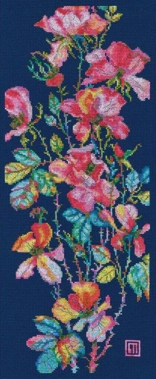 Broderi kit korssting rosebusk 17,50x45,50 cm