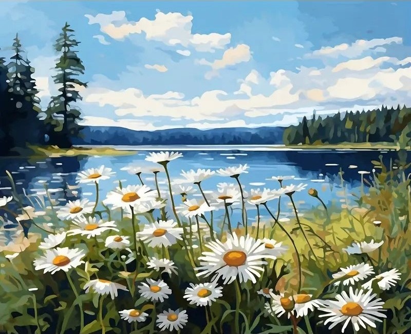 Mal etter nummer prestekrager en sommer dag 40,64x50,8 cm