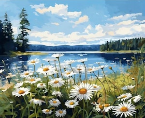 Mal etter nummer prestekrager en sommer dag 40,64x50,8 cm